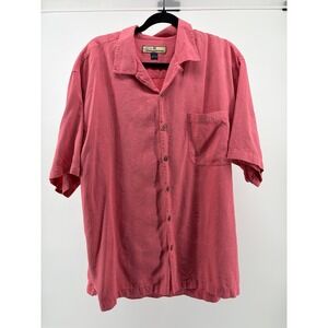Tommy Bahama 100% Silk Coral Short Sleeve Button-Down Shirt, Men's‎ Size L S176